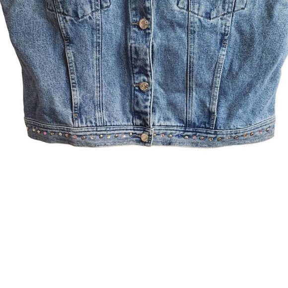 L.A. Blues Vintage Embellished Cotton Denim Vest Pleated Size XL One Of A Kind - Picture 9 of 14
